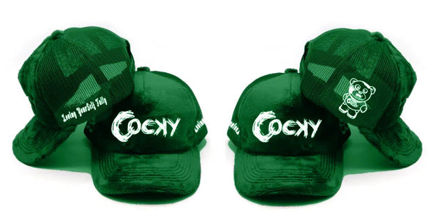 COCKY FUZZY EMBROIDERED TRUCKER HAT