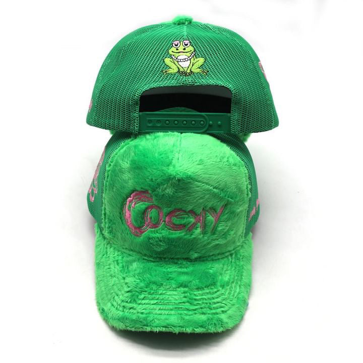 COCKY FUZZY EMBROIDERED TRUCKER HAT