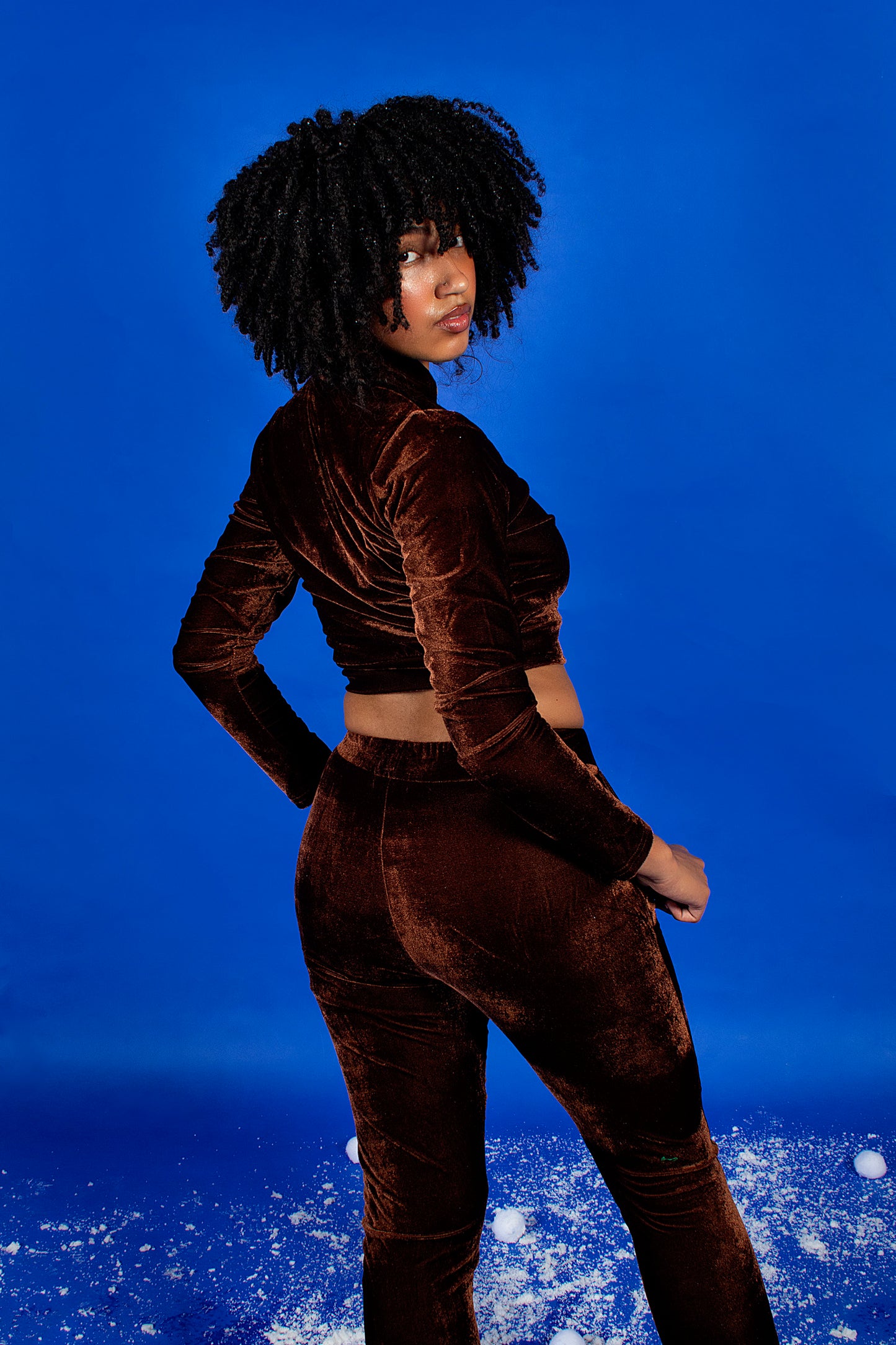 CROP TOP-MELT DOWN VELVET SET