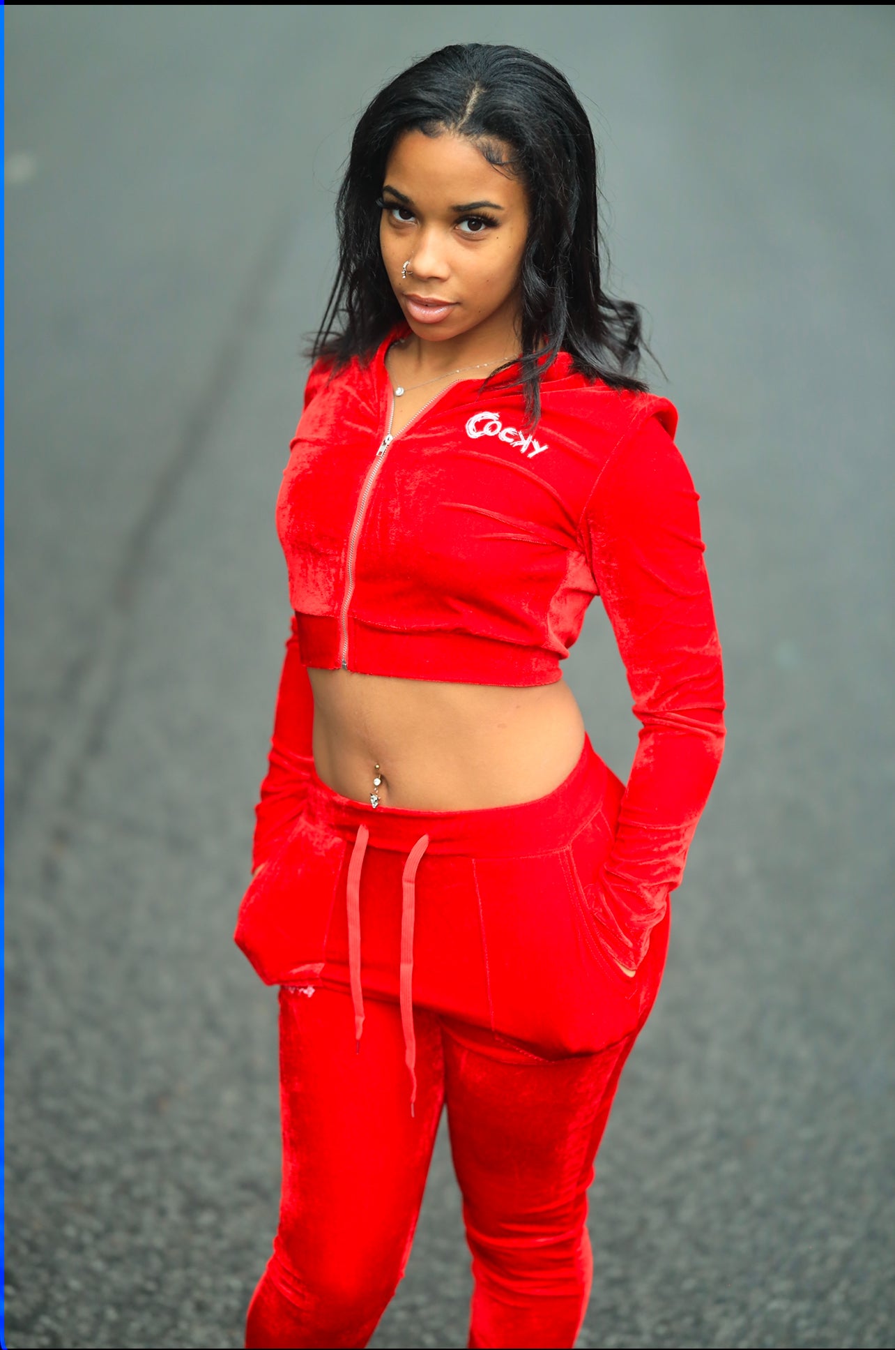 CROP TOP-MELT DOWN VELVET SET