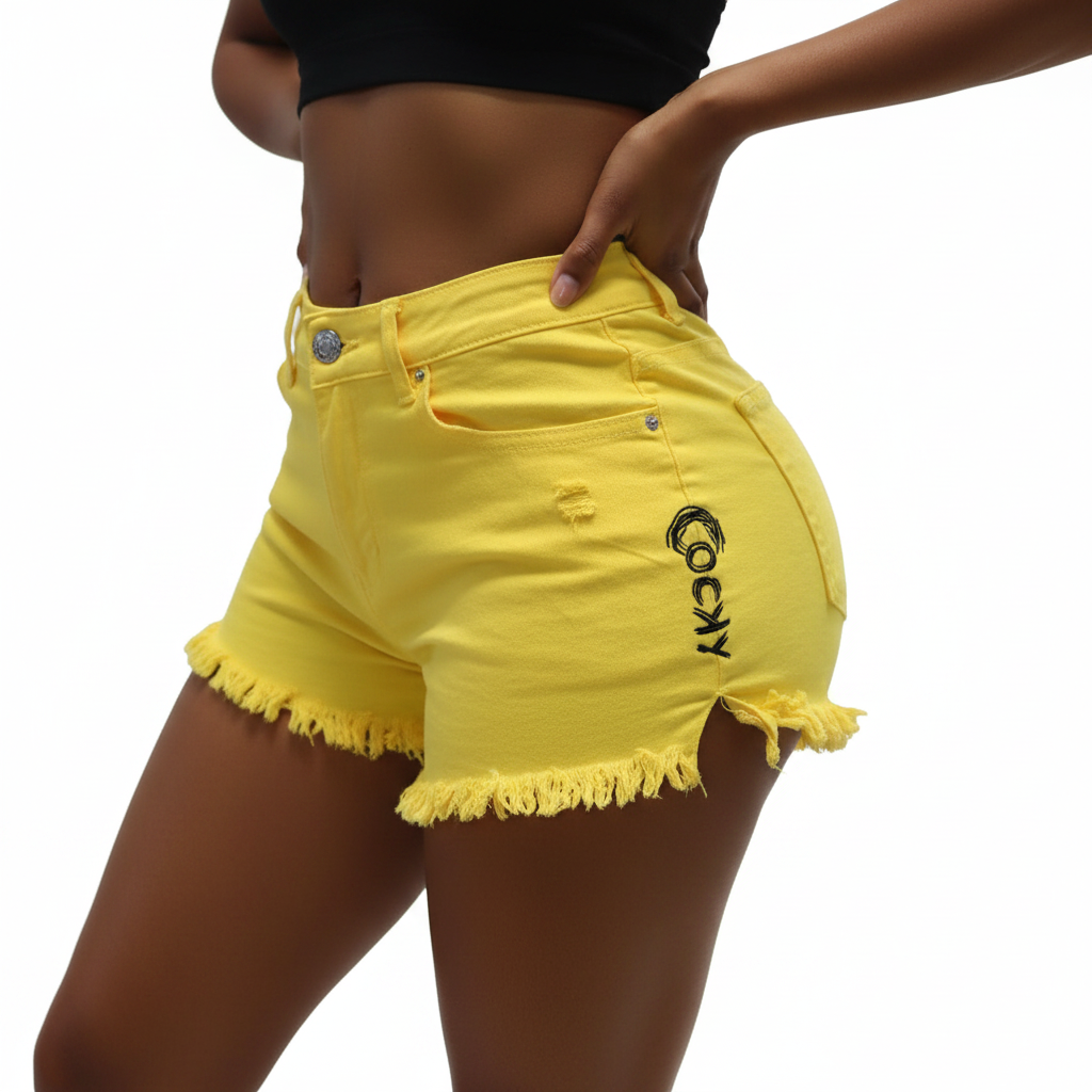 Boot Check Denim Shorts