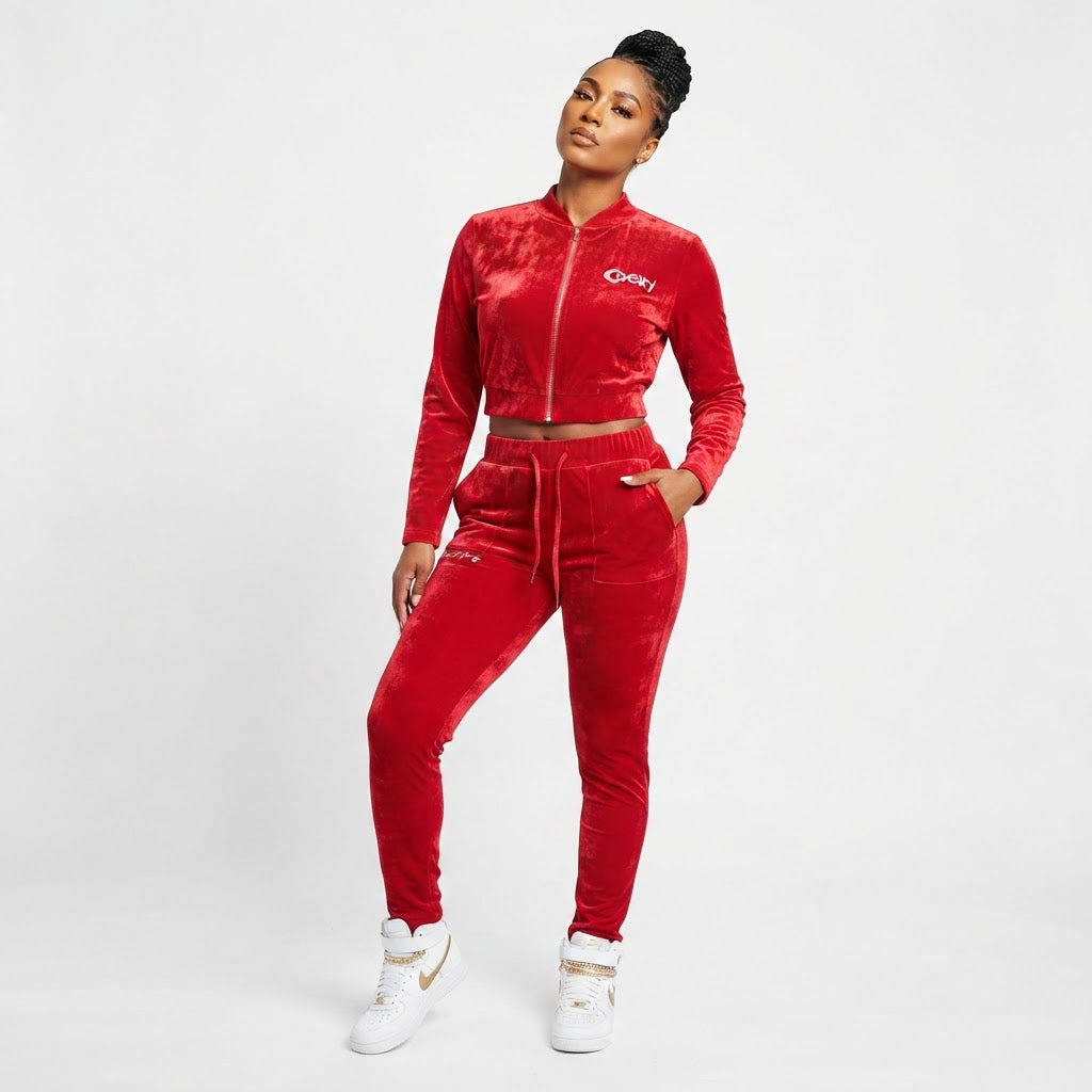 CROP TOP-MELT DOWN VELVET SET