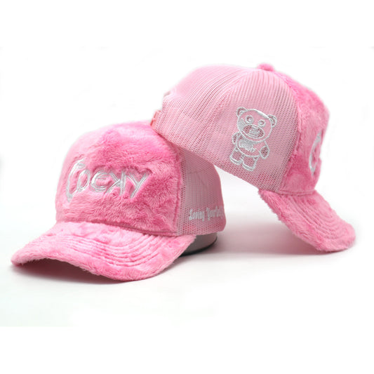 COCKY FUZZY EMBROIDERED TRUCKER HAT