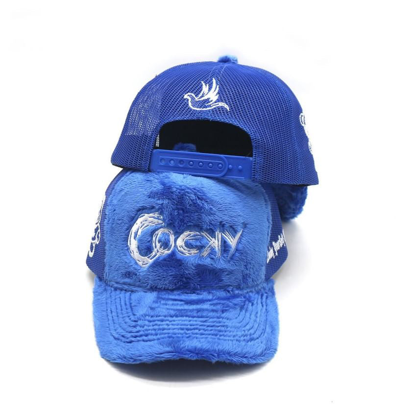 COCKY FUZZY EMBROIDERED TRUCKER HAT