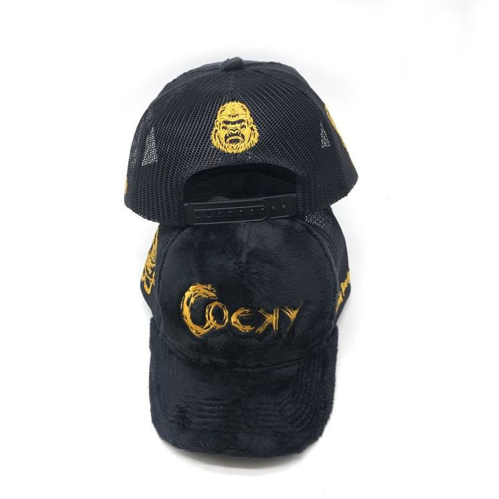 COCKY FUZZY EMBROIDERED TRUCKER HAT