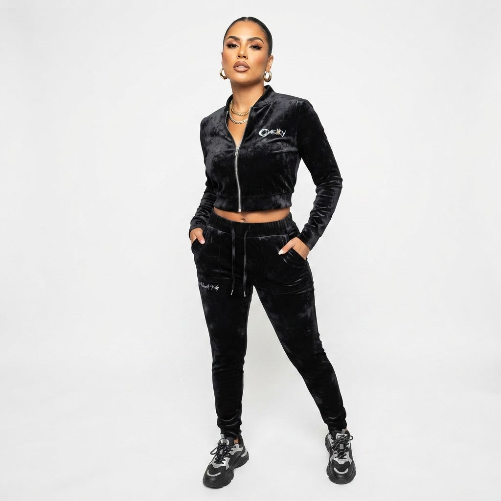 CROP TOP-MELT DOWN VELVET SET