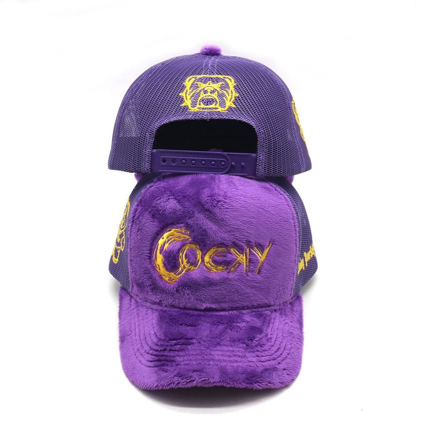 COCKY FUZZY EMBROIDERED TRUCKER HAT