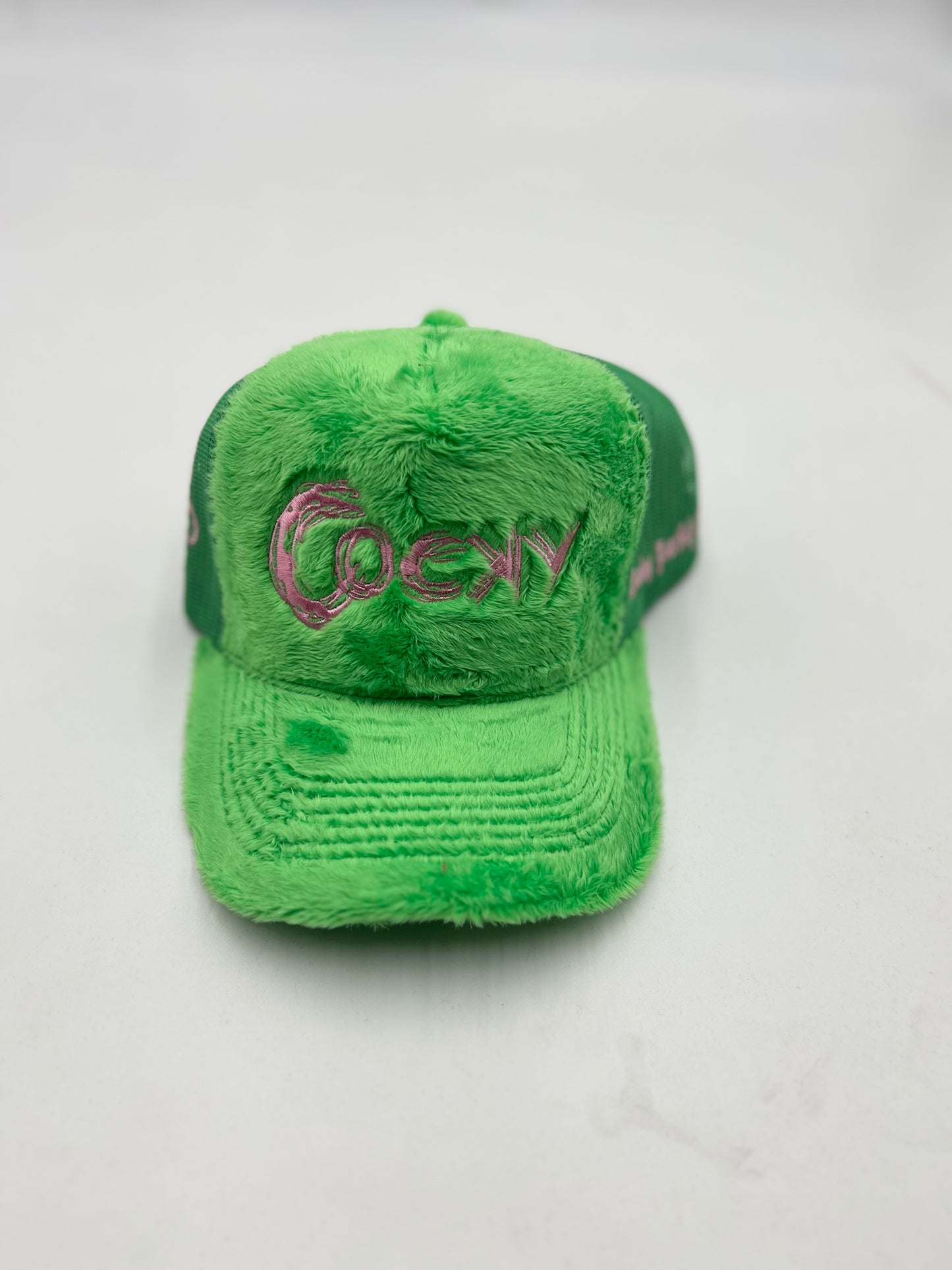 COCKY FUZZY EMBROIDERED TRUCKER HAT