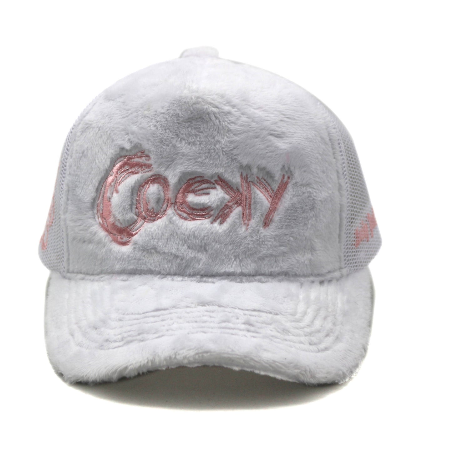 COCKY FUZZY EMBROIDERED TRUCKER HAT